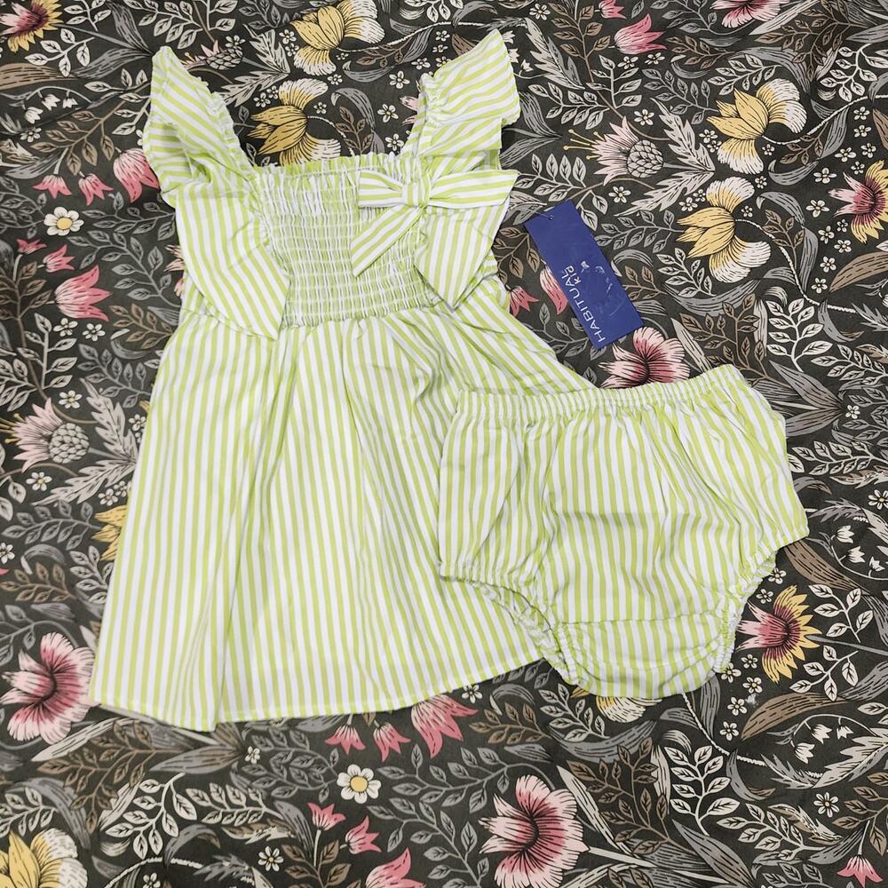 Habitual Kid Striped Ruffle Dress and Bloomers Set